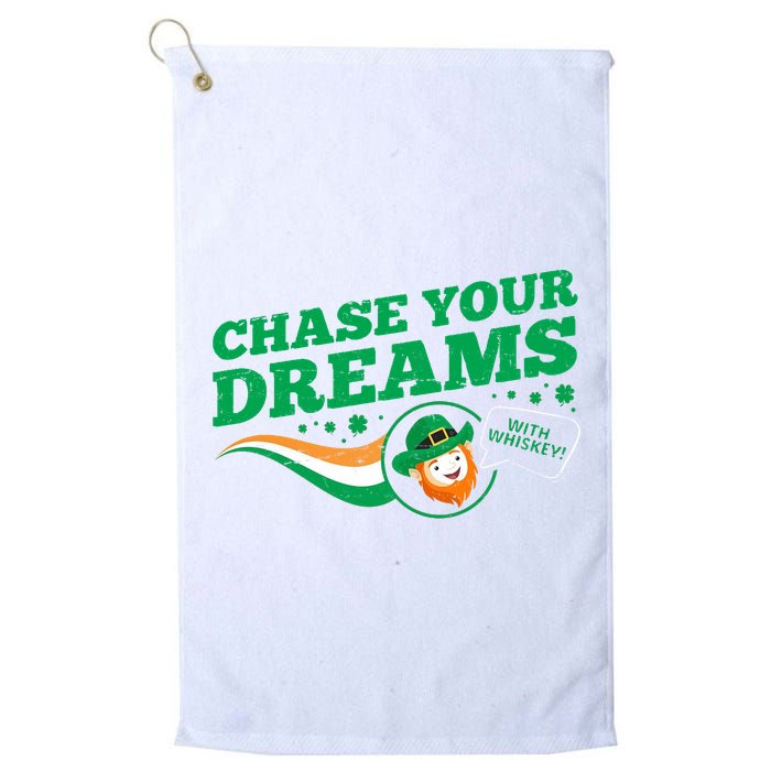 Chase Your Dreams With Whisky Leprechaun Golf Towel