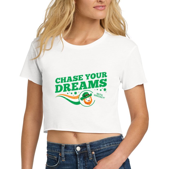 Chase Your Dreams With Whisky Leprechaun Crop Top