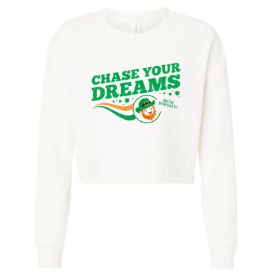 Chase Your Dreams With Whisky Leprechaun Cropped Pullover Crew