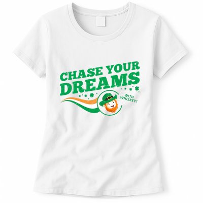 Chase Your Dreams With Whisky Leprechaun Womens T-Shirt