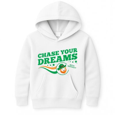 Chase Your Dreams With Whisky Leprechaun Kids Hoodie