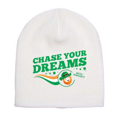 Chase Your Dreams With Whisky Leprechaun Short Acrylic Beanie