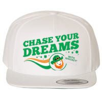 Chase Your Dreams With Whisky Leprechaun Wool Snapback Cap