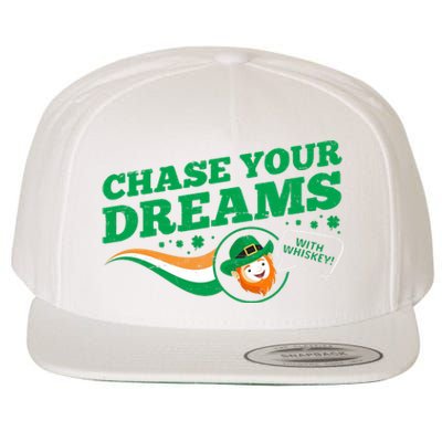 Chase Your Dreams With Whisky Leprechaun Wool Snapback Cap