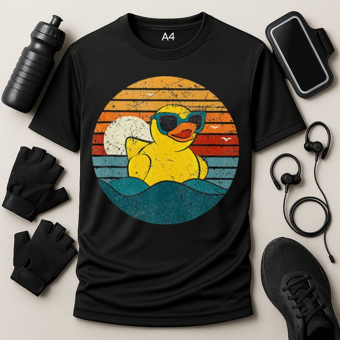 Cute Yellow Duck Bath Toy Rubber Duckling Ducky Duck Lover Performance Shirt