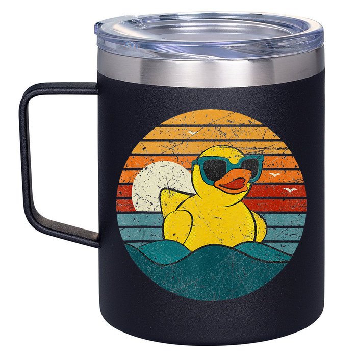 Cute Yellow Duck Bath Toy Rubber Duckling Ducky Duck Lover 12oz Stainless Steel Coffee Mug