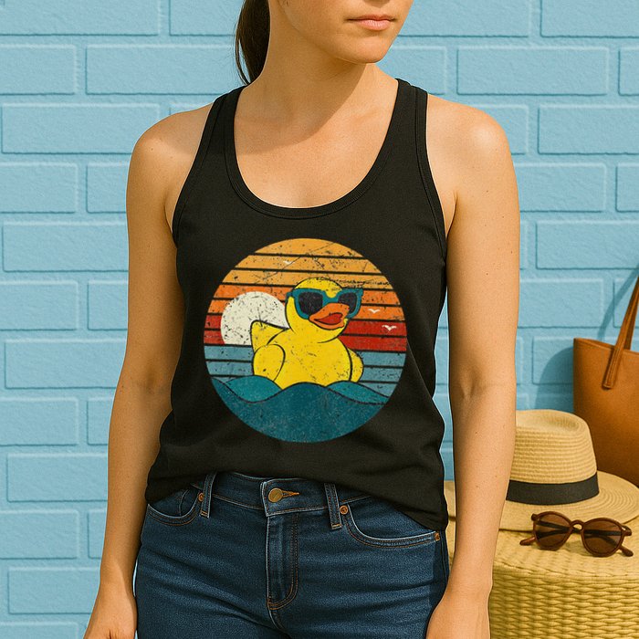 Cute Yellow Duck Bath Toy Rubber Duckling Ducky Duck Lover Womens Tank Top
