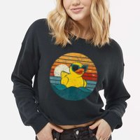 Cute Yellow Duck Bath Toy Rubber Duckling Ducky Duck Lover Cropped Pullover Crew