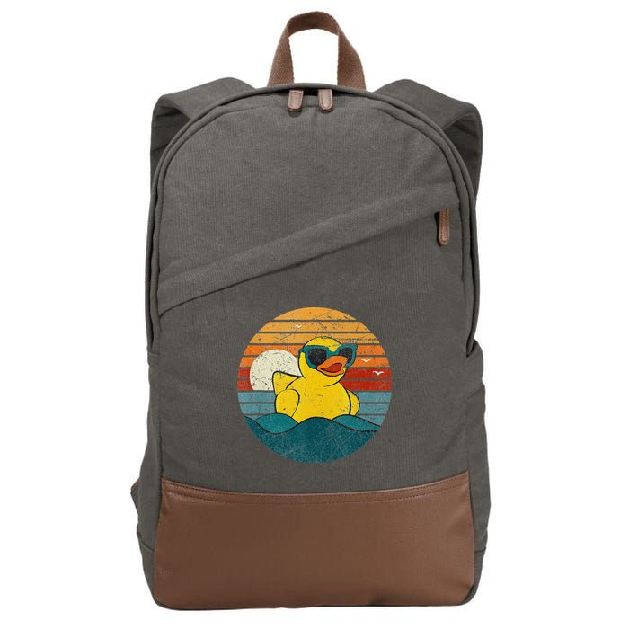 Cute Yellow Duck Bath Toy Rubber Duckling Ducky Duck Lover Cotton Canvas Backpack