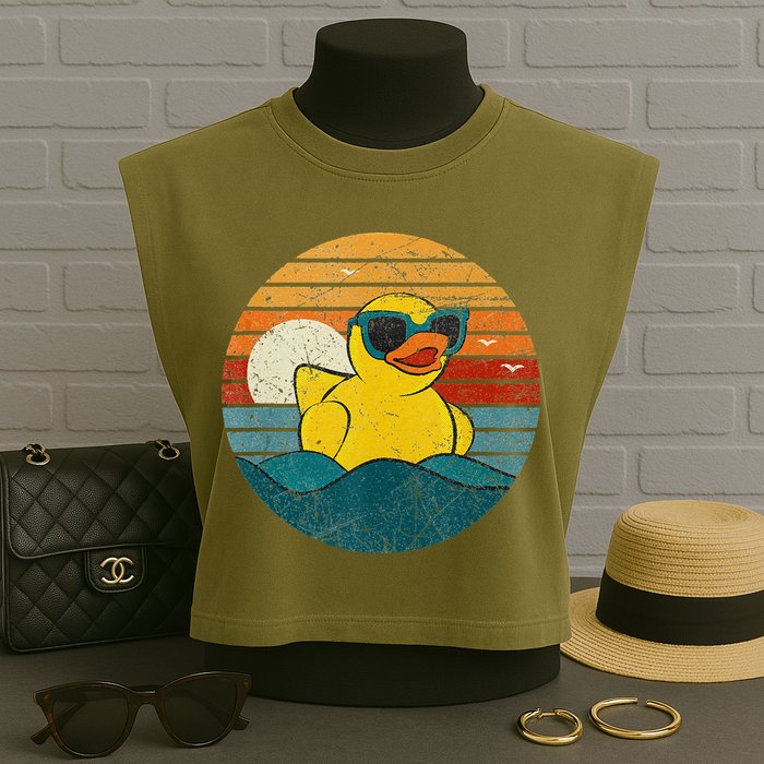Cute Yellow Duck Bath Toy Rubber Duckling Ducky Duck Lover Garment-Dyed Women's Muscle Tee