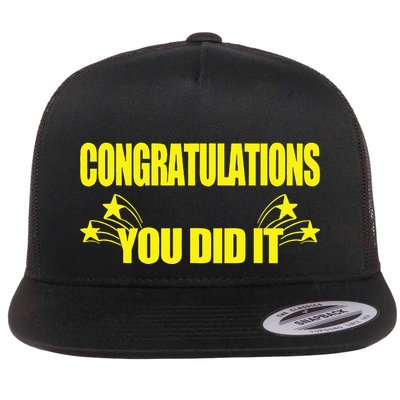 Congratulations You Did It Groovy Promotion Win Graduation Flat Bill Trucker Hat