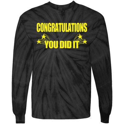 Congratulations You Did It Groovy Promotion Win Graduation Tie-Dye Long Sleeve Shirt