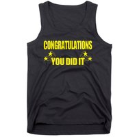 Congratulations You Did It Groovy Promotion Win Graduation Tank Top