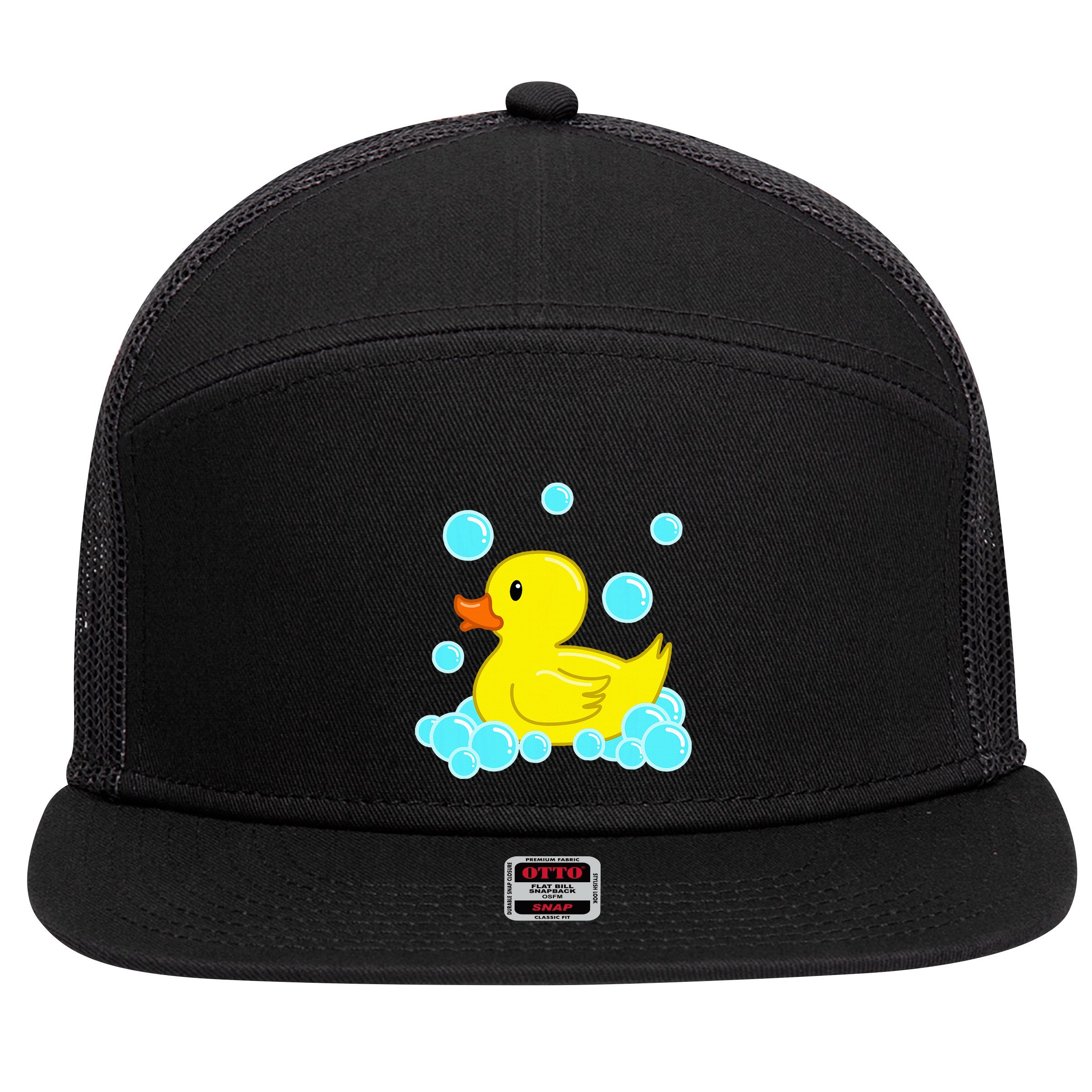 Cute Yellow Duck Duckie Bath Toys Rubber Ducky 7 Panel Mesh Trucker Snapback Hat