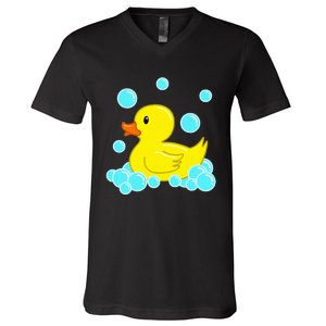 Cute Yellow Duck Duckie Bath Toys Rubber Ducky V-Neck T-Shirt