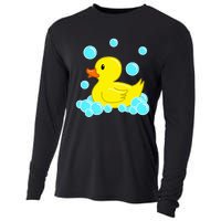 Cute Yellow Duck Duckie Bath Toys Rubber Ducky Cooling Performance Long Sleeve Crew