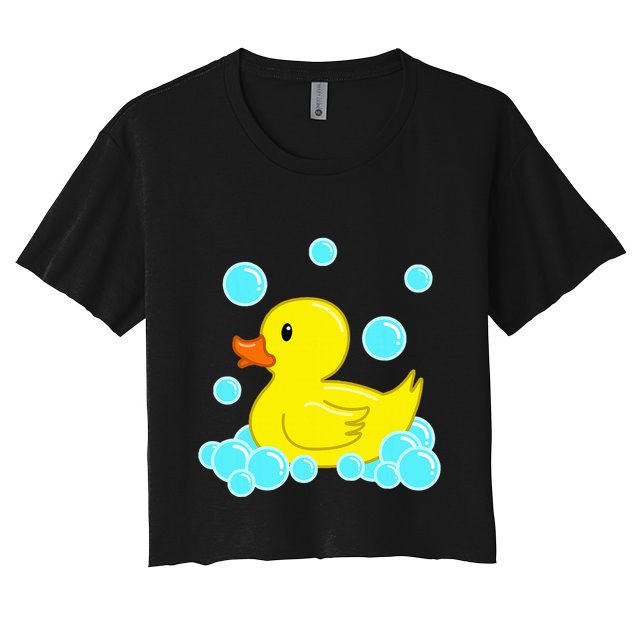 Cute Yellow Duck Duckie Bath Toys Rubber Ducky Women's Crop Top Tee