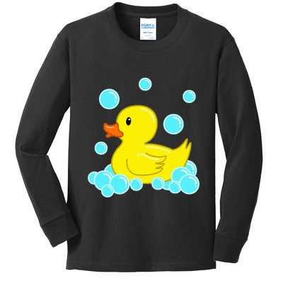 Cute Yellow Duck Duckie Bath Toys Rubber Ducky Kids Long Sleeve Shirt