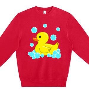 Cute Yellow Duck Duckie Bath Toys Rubber Ducky Premium Crewneck Sweatshirt