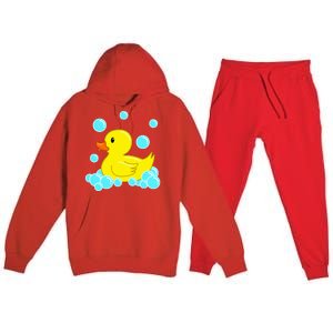 Cute Yellow Duck Duckie Bath Toys Rubber Ducky Premium Hooded Sweatsuit Set