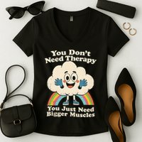 Cloud You Don't Need Therapy You Just Need Bigger Muscles  Women's V-Neck T-Shirt