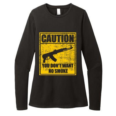 Caution You DonT Want No Smoke Mini Draco Ak47 Rifle Gun Womens CVC Long Sleeve Shirt