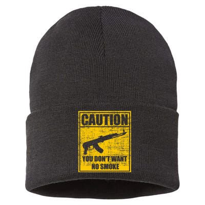 Caution You DonT Want No Smoke Mini Draco Ak47 Rifle Gun Sustainable Knit Beanie