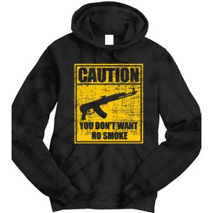 Caution You DonT Want No Smoke Mini Draco Ak47 Rifle Gun Tie Dye Hoodie