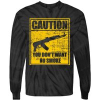 Caution You DonT Want No Smoke Mini Draco Ak47 Rifle Gun Tie-Dye Long Sleeve Shirt