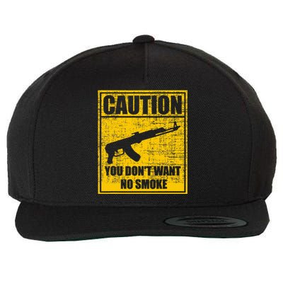 Caution You DonT Want No Smoke Mini Draco Ak47 Rifle Gun Wool Snapback Cap