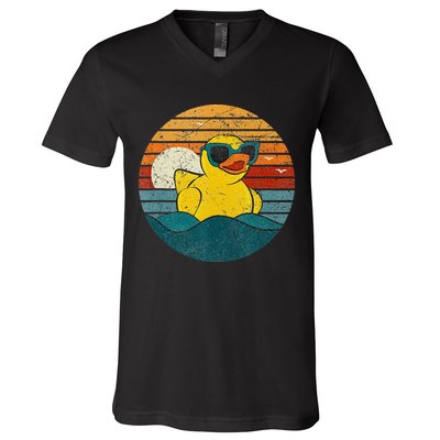 Cute Yellow Duck Bath Toy Rubber Duckling Ducky Duck Lover V-Neck T-Shirt