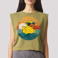 Cute Yellow Duck Bath Toy Rubber Duckling Ducky Duck Lover Garment-Dyed Women's Muscle Tee