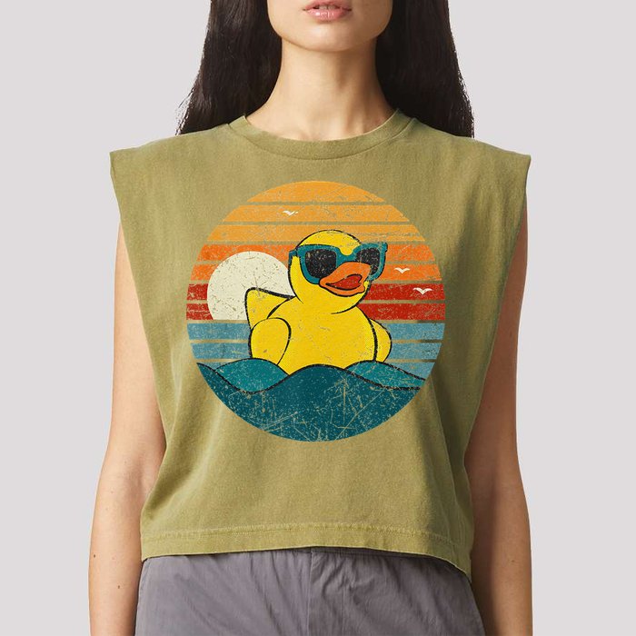 Cute Yellow Duck Bath Toy Rubber Duckling Ducky Duck Lover Garment-Dyed Women's Muscle Tee