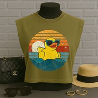 Cute Yellow Duck Bath Toy Rubber Duckling Ducky Duck Lover Garment-Dyed Women's Muscle Tee