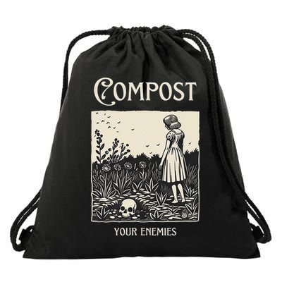 Compost Your Enemies Drawstring Bag