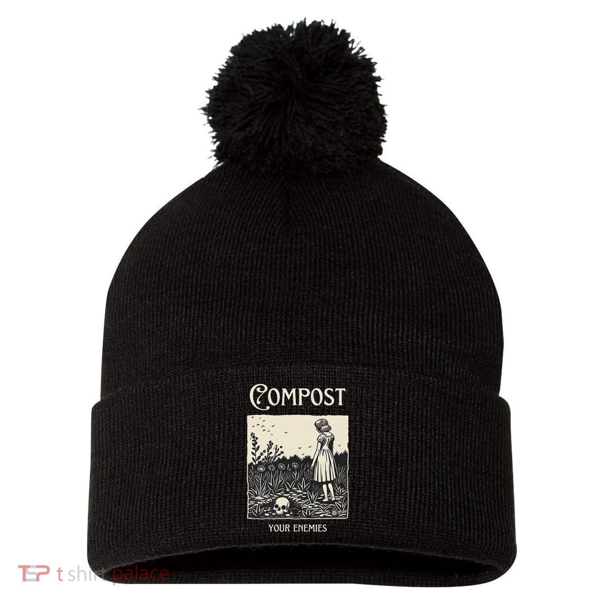 Compost Your Enemies Pom Pom 12in Knit Beanie