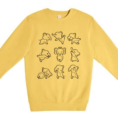 Cute Yoga Elephant Sequence Gift Premium Crewneck Sweatshirt