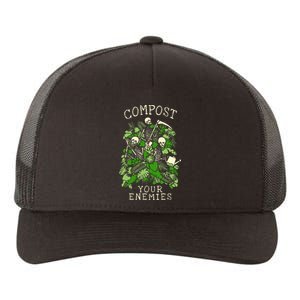 Compost Your Enemies Funny Gardening Goth Skeleton Gardener Yupoong Adult 5-Panel Trucker Hat