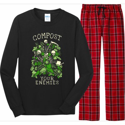 Compost Your Enemies Funny Gardening Goth Skeleton Gardener Long Sleeve Pajama Set