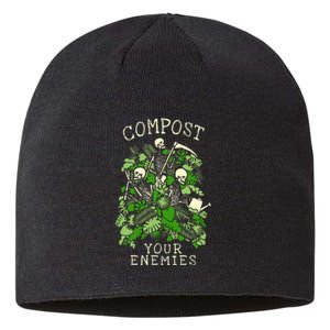 Compost Your Enemies Funny Gardening Goth Skeleton Gardener Sustainable Beanie