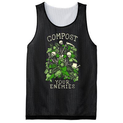 Compost Your Enemies Funny Gardening Goth Skeleton Gardener Mesh Reversible Basketball Jersey Tank