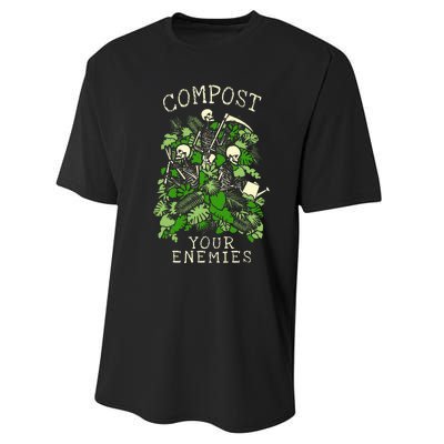 Compost Your Enemies Funny Gardening Goth Skeleton Gardener Performance Sprint T-Shirt