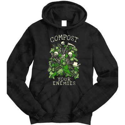 Compost Your Enemies Funny Gardening Goth Skeleton Gardener Tie Dye Hoodie