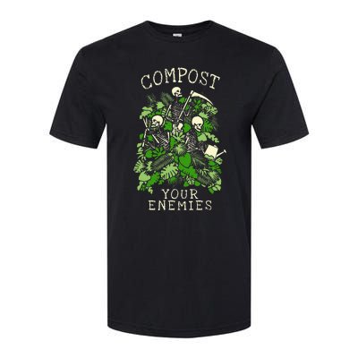 Compost Your Enemies Funny Gardening Goth Skeleton Gardener Softstyle CVC T-Shirt