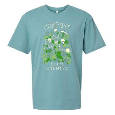 Compost Your Enemies Funny Gardening Goth Skeleton Gardener Sueded Cloud Jersey T-Shirt