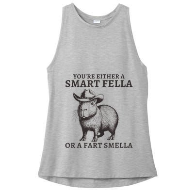Capybara YouRe Either A Smart Fella Or A Fart Smella Ladies PosiCharge Tri-Blend Wicking Tank