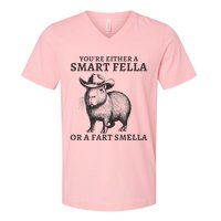 Capybara YouRe Either A Smart Fella Or A Fart Smella V-Neck T-Shirt