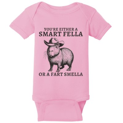 Capybara YouRe Either A Smart Fella Or A Fart Smella Baby Bodysuit