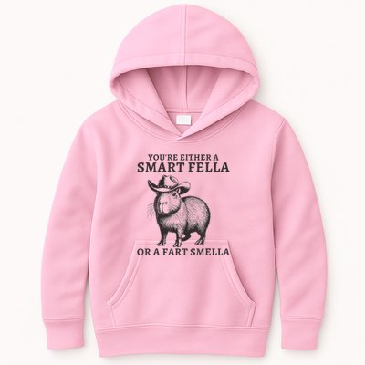 Capybara YouRe Either A Smart Fella Or A Fart Smella Kids Hoodie