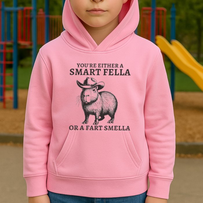 Capybara YouRe Either A Smart Fella Or A Fart Smella Kids Hoodie